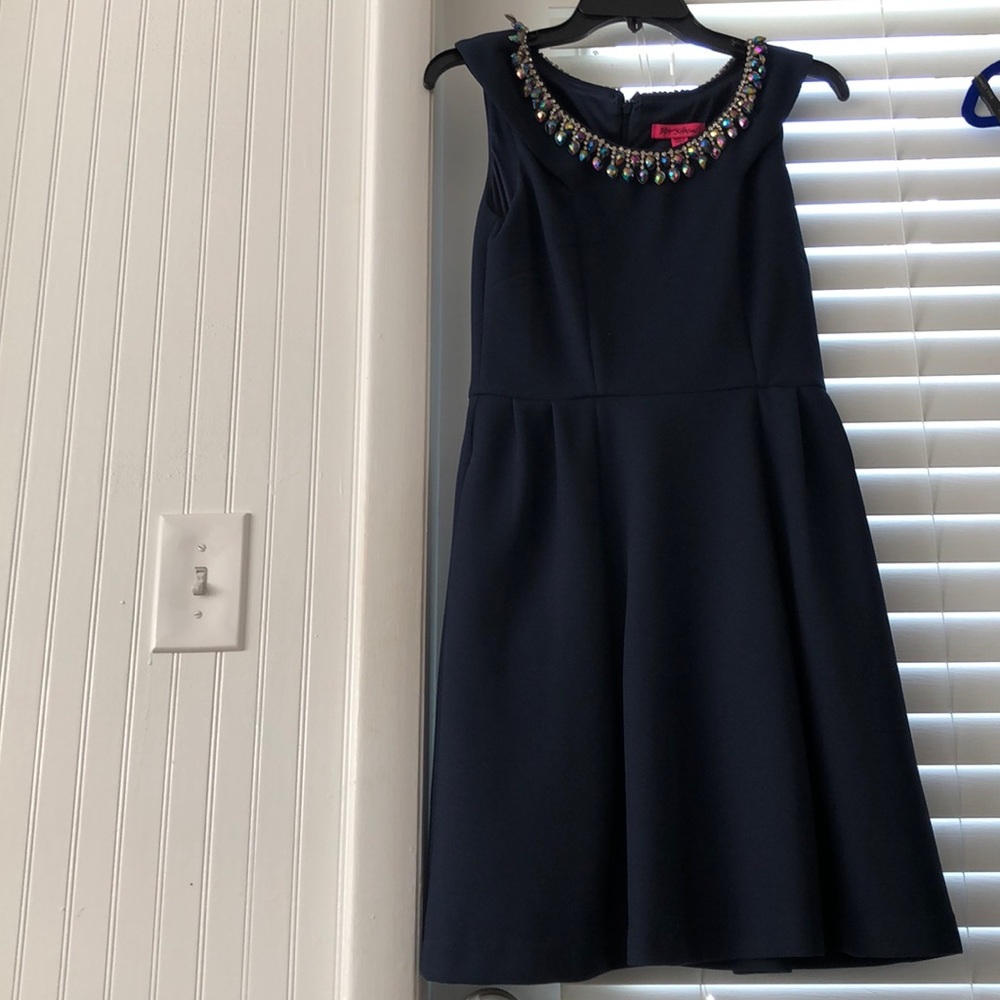 Betsey Johnson navy party dress with pockets